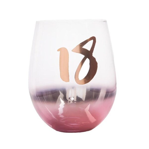 Tallulah Blush Stemless Wine Glass Cup Party Drinkware Clear 18th Birthday