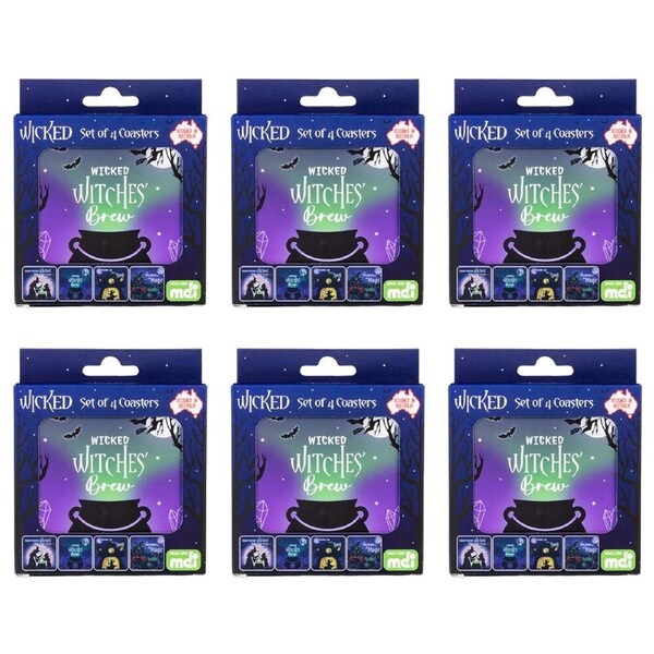 6x 4pc Mystical Worlds Cork-Backed Drink Coasters Table Mat Set Square Wicked