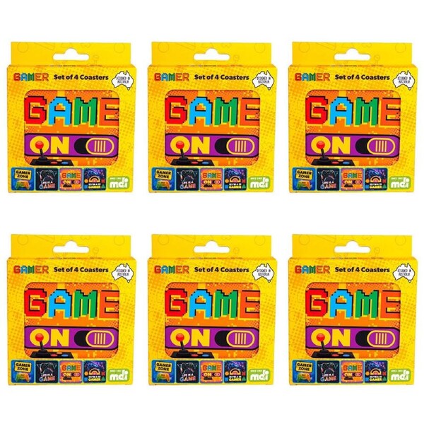 6x 4pc MDI Cork-Backed Drink Coasters Table Protector Mat Set Square Gamer