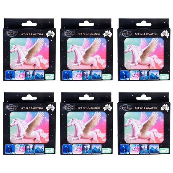 6x 4pc Mystical Worlds Cork-Backed Drink Coasters Table Mat Set Square Mystical