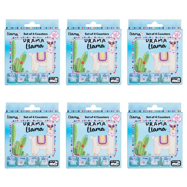 6x 4pc Alpaca Valley Cork-Backed Drink Coasters Table Mat Set Square Llama