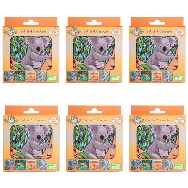 6x 4pc MDI Cork-Backed Drink Coasters Table Mat Set Square Australiana Animals
