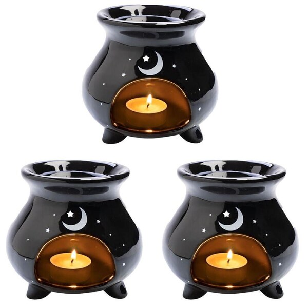 3PK MDI Cauldron Oil Burner Tabletop Home Fragrance For Wax Melts/Tealight Black
