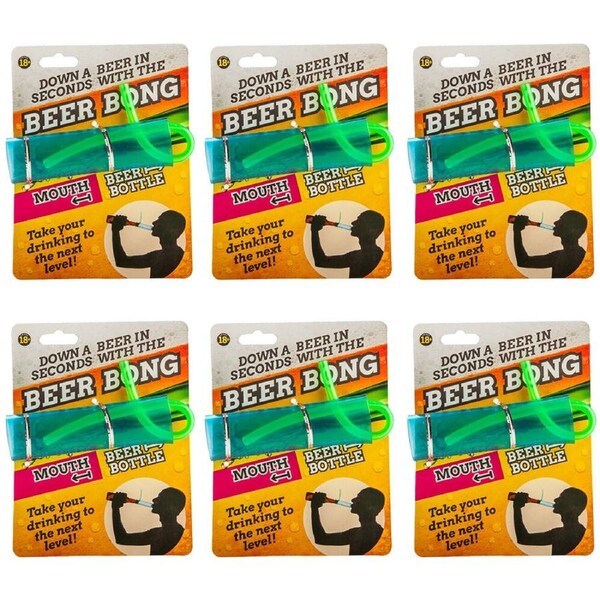 6PK MDI Beer Bong Funnel Sipping Straw Bar/Pub Party Drinking Game Small 18y+