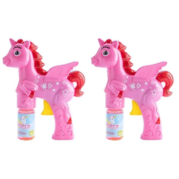 2PK Unicorn Kingdom Bubble Maker Gun Kids/Children Outdoor Play Toy Pink Unicorn