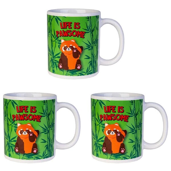 3PK MDI Ceramic Coffee Mug Hot Tea/Milk/Water Cup Drinkware 115x95mm Red Panda