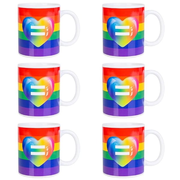 6PK Pride Ceramic Coffee Mug Hot Tea/Milk/Water Cup Drinkware 115x95mm Rainbow