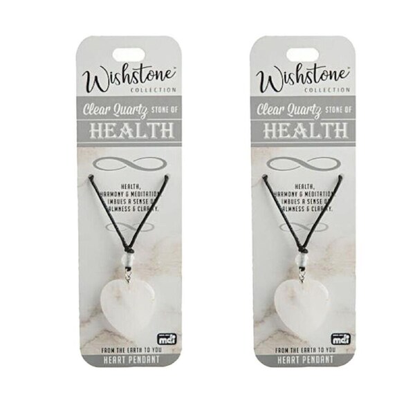 2PK Wishstone Clear Quartz Heart Pendant Necklace Jewellery Women's Accessory