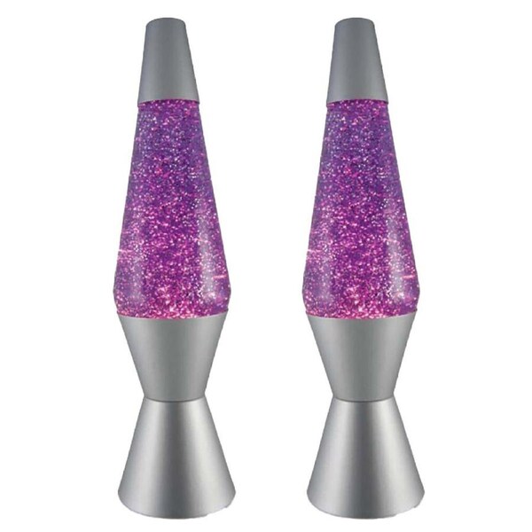 2PK MDI Diamond Glitter Lamp Night Light Bedside Tabletop Decor Silver/Purple