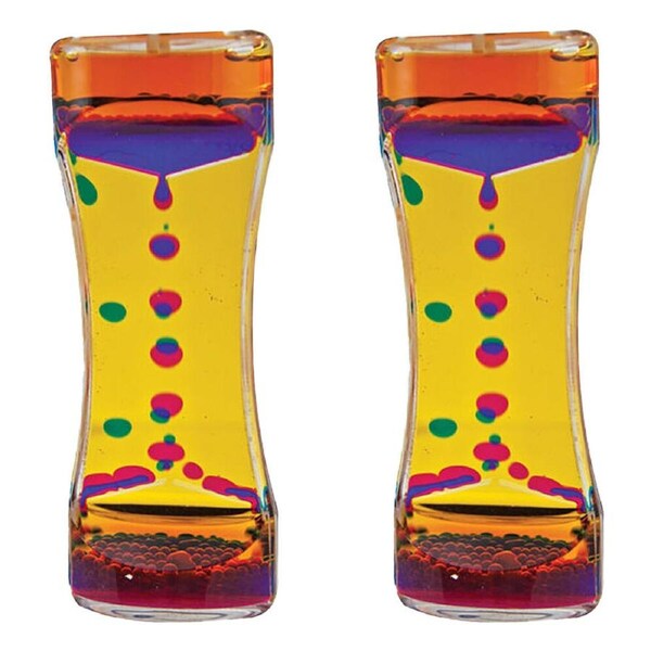 2PK MDI Colour Motion Liquid Oil Timer Clock Figurine Tabletop Home/Office Decor