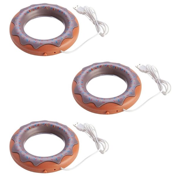 3PK MDI USB Coffee Cup Warmer Mug Heater Plate Desktop/Laptop Accessory Donut