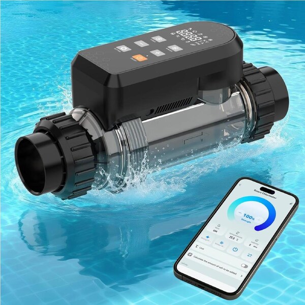 Advwin Salt Chlorine Generator, Smart Saltwater Pool Chlorinator System with App Remote Control & Low Salt Alarm & Self Cleaning, Salt Cell Generator for Pools, Hot Tubs, Spa Maintenance