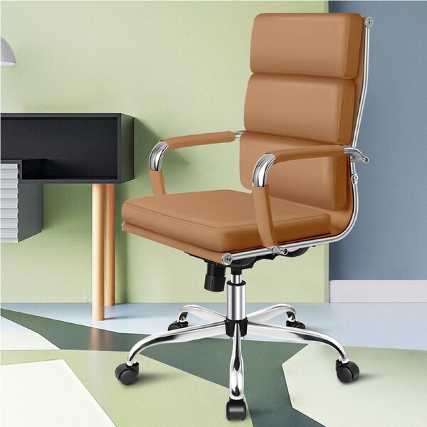 ALFORDSON Office Chair Computer Desk Chairs Work PU Leather Seat Philo High Back - Brown