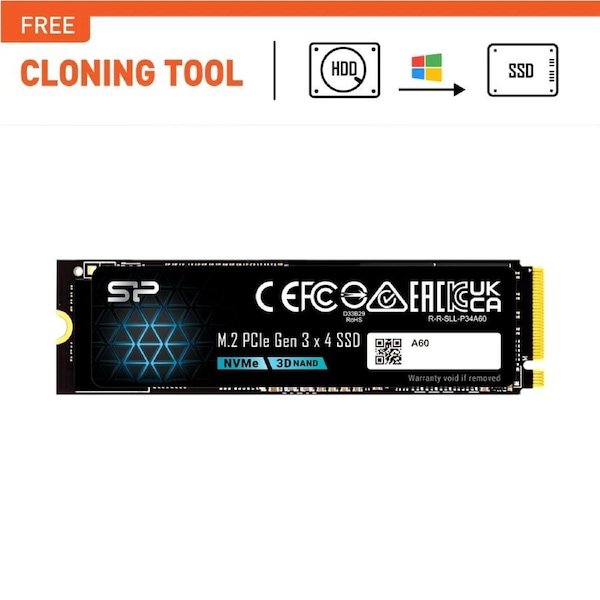Silicon Power 2TB P34A60 Gen3x4 TLC R/W up to 2,200/1,600 MB/s PCIe M.2 NVMe SSD - SZ002TBP34A60M28AU