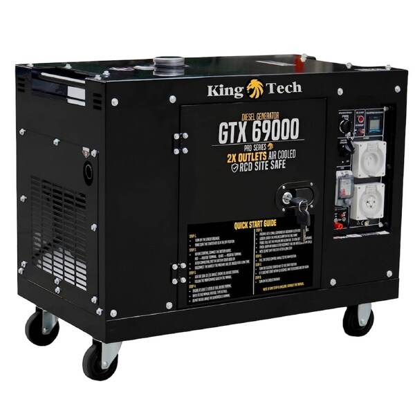 KingTech GTX69000 6kW Continuous Silent Diesel Generator 8.4 kVA Output Electric Start