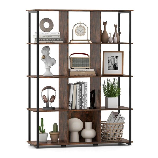 Costway 12 Cube Bookshelf Bookcase Stand Industrial Open Shelf Display Rack Stoarge Cabinet