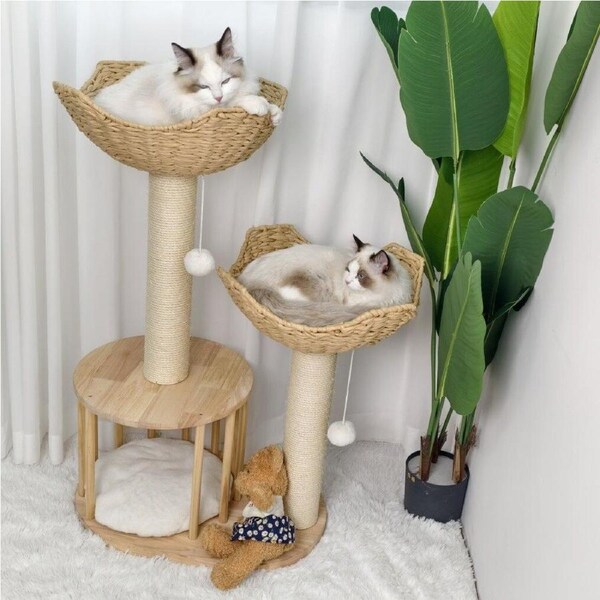 Cat Tree Tower Large Scratching Post Condo Basket Activity Center