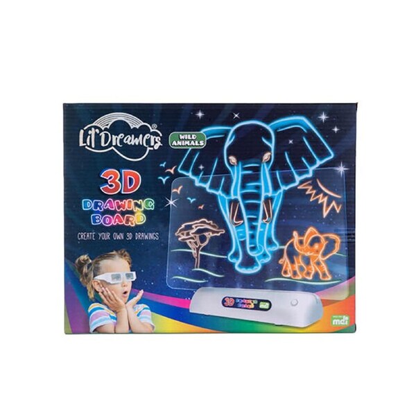 Lil Dreamers Illuminate 3D Drawing Board Art Set Drawing Kit Wild Animals 6+