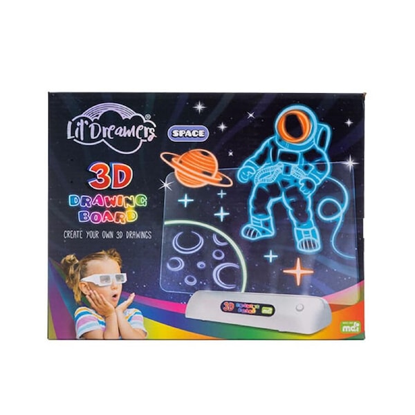 Lil Dreamers Illuminate 3D Drawing Board Set Fluoro Drawing Kit Space 6y+