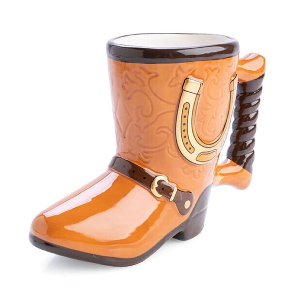 MDI 3D Boss Cowboy Boot Ceramic Coffee/Tea Novelty Mug 16.5x11.5cm Orange