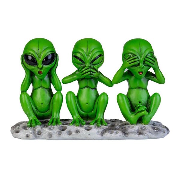 3 Wise Aliens Polyresin Figurine/Statue Home Ornament Decor 16x10cm Green