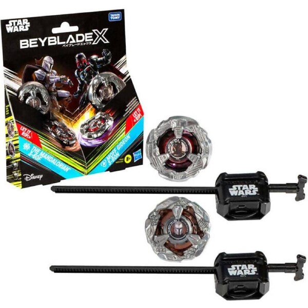 Beyblade X - Star Wars The Mandalorian 3-60f And Moff Gideon 3-80N Battle Tops Multipack Set With 2 Tops & 2 Launchers