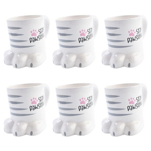 6PK MDI Furever Pets 3D Pawsome Cat Coffee/Tea Ceramic Novelty Mug 16x11.8cm