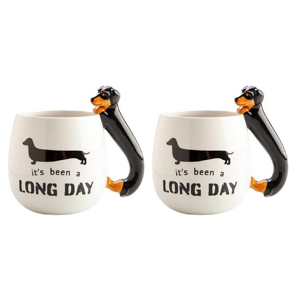 2PK MDI Furever Pets 3D Dachshund Ceramic Coffee/Tea Novelty Mug 14.5x13cm