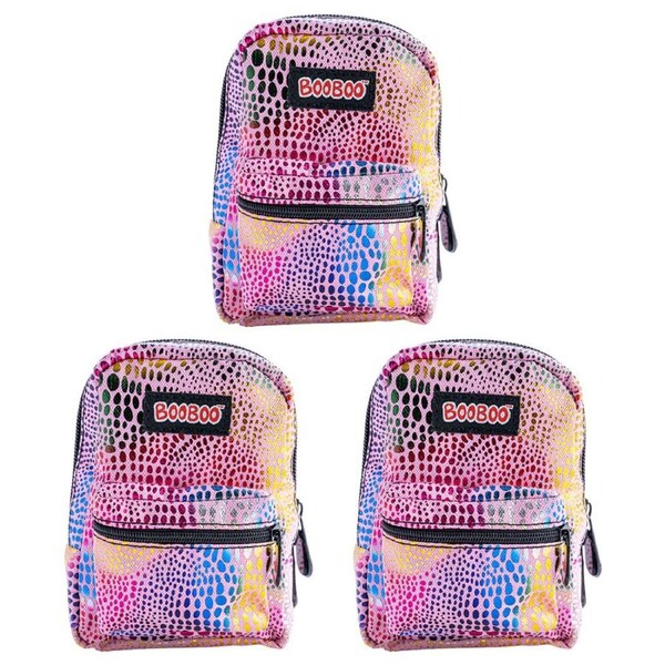 3PK MDI BooBoo Backpack Minis Rainbow Foil Pink Novelty Mini Purse 11x15cm 3+