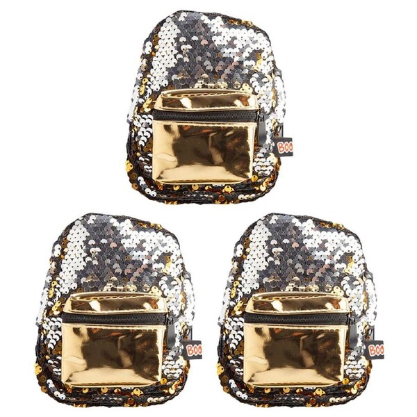 3PK MDI BooBoo Backpack Minis Sequin Gold Mini Clip-On Bag/Purse 11x13cm 3y+