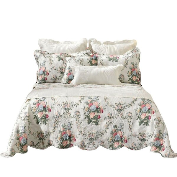Floral Bedspread Set King Polyester Quilted Coverlet Bedding Set Multi