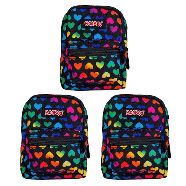 3PK MDI BooBoo Backpack Minis Heart Black Novelty Mini Bag 11x15cm Kids 3y+