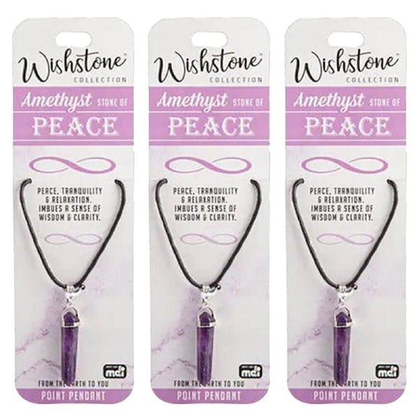 3PK Wishstone Collection Amethyst Stone of Peace Spiritual Key Charm/Ring Pink