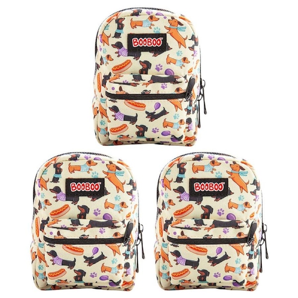 3PK MDI BooBoo Furever Pets Backpack Minis Dachshund Mini Bag 11x15cm Kids 3y+