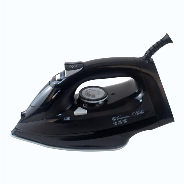 Dolphy Electric Steam Iron - 2200W Power, Ceramic Soleplate, 5-Level Steam Control, Spray & Steam Boost, 200ml Tank, Ergonomic Grip - Black