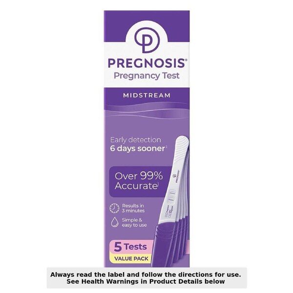 Pregnosis Midstream Early Detection Pregnancy Test 5 Pack