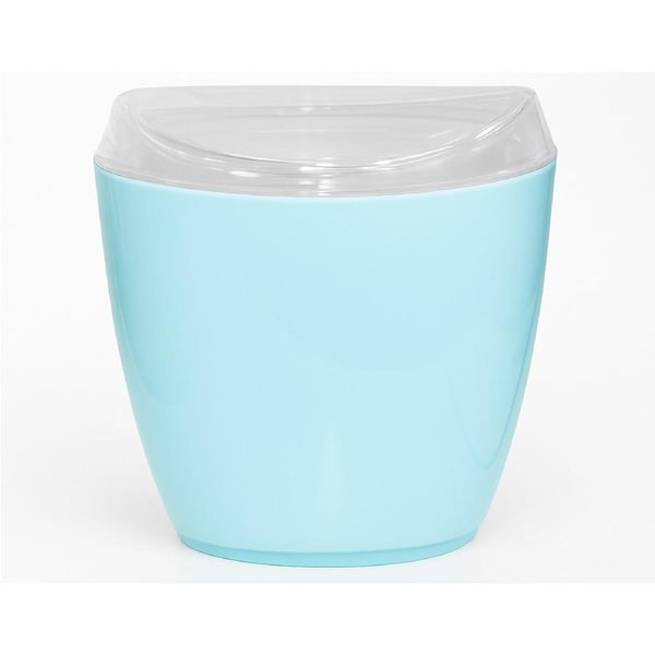 Oval Swing Top Waste Rubbish Bin Acrylic Lightweight Compact Bathroom Office in Blue