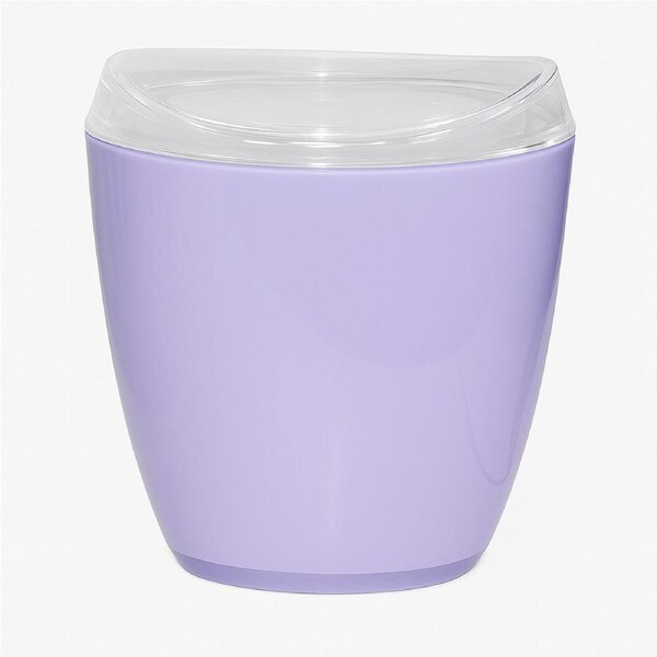 Oval Swing Top Waste Rubbish Bin Acrylic Lightweight Compact Bathroom Office in Purple
