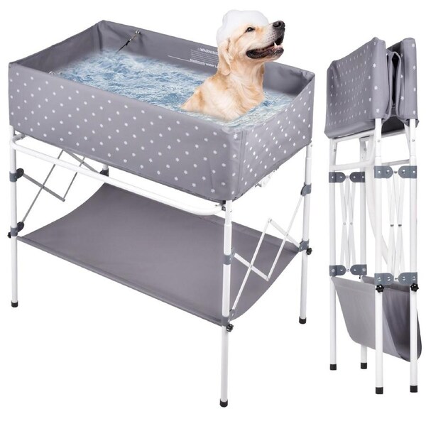 Advwin Pet Bathtub Folding Dog Washing Station with Towel Bar