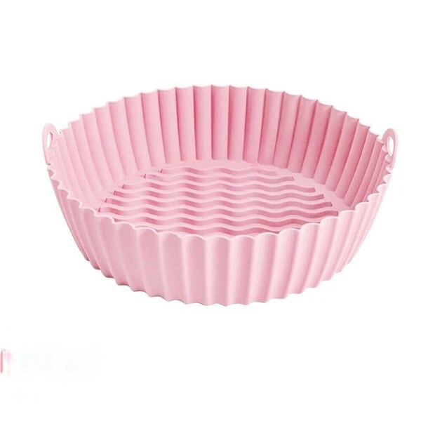 Air Fryer Silicone Pot Air Fryer Basket Liner Non-Stick Safe Oven Baking Tray Pink