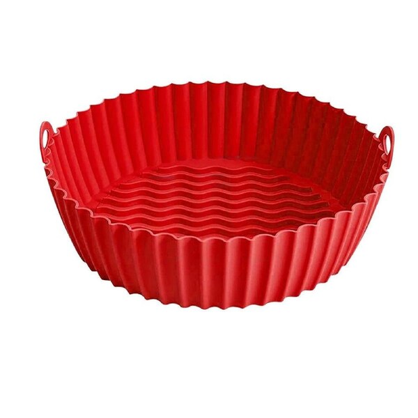 Air Fryer Silicone Pot Air Fryer Basket Liner Non-Stick Safe Oven Baking Tray Red