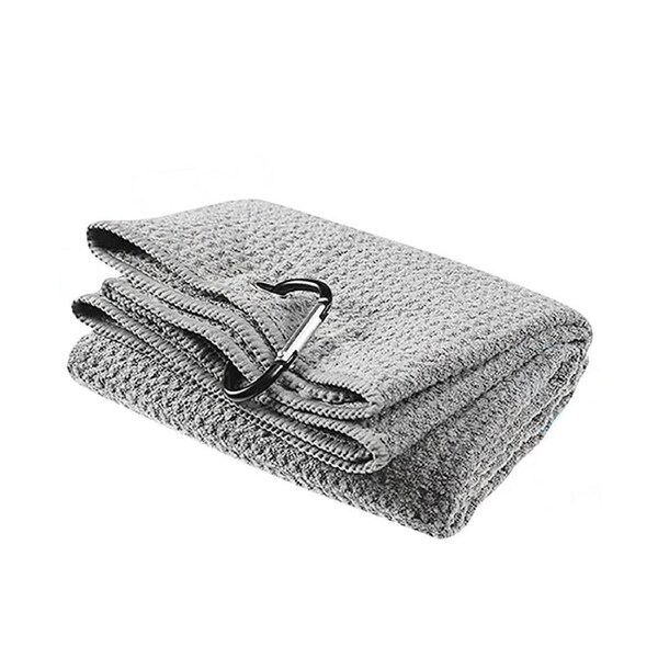 Golf Towel Waffle Pattern Cotton With Carabiner Cleaning Towels Sports Grey