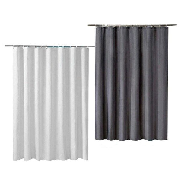Shower Curtain Waterproof With Hooks Weighted Hem Bathroom Curtains - 180x200cm White