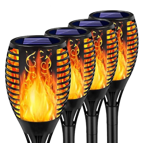 Flame Solar Torch Light Waterproof Garden Lantern Lamp Flickering Dancing 4x