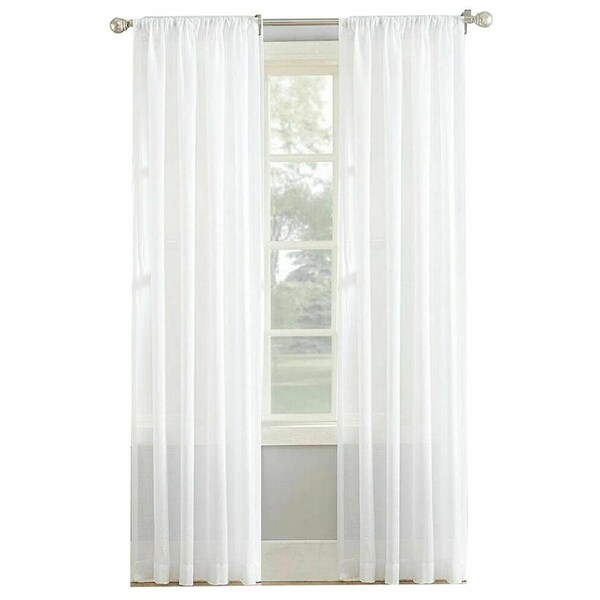 2 Panel Sheer Curtains Rod Pocket Window Sheer Voile Curtain Bedroom - White 2pcs
