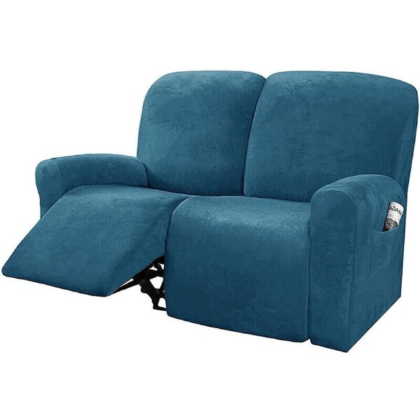 Stretch Recliner Sofa Covers Couch Cover Reclining Velvet Slipcovers - 2 Seater Peacock