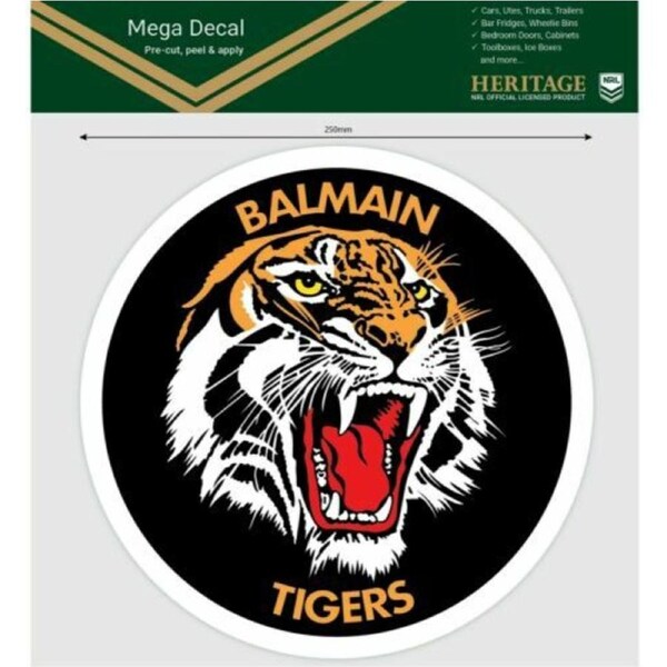 NRL Mega Heritage Decal - Balmain Tigers - Car Sticker 250mm