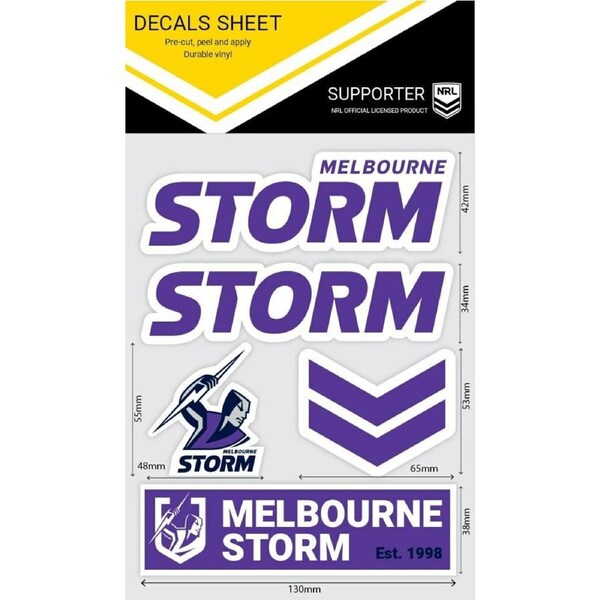 NRL Sticker Decal Sheet - Melbourne Storm - Stickers Wordmark