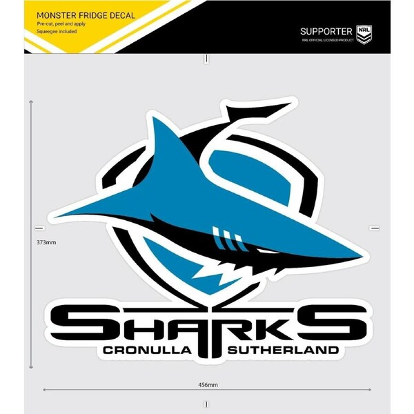 NRL Fridge Decal - Cronulla Sharks -Team Logo Sticker - 373x456mm