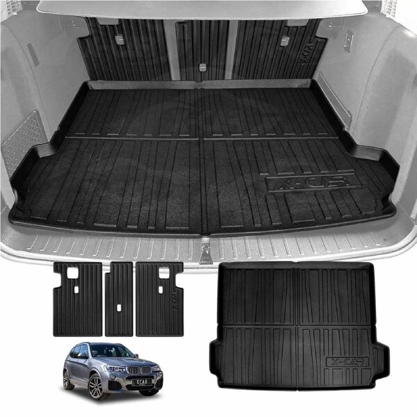 Boot Liner Kick Mats Set for BMW X3 2011-2017 F25 Series All Weather Heavy Duty Cargo Car Trunk Back Seat Protector